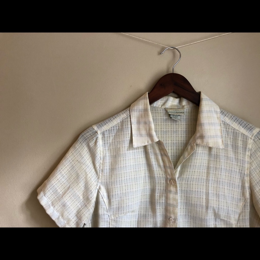 Vintage Plaid Button-Up T-Shirt
